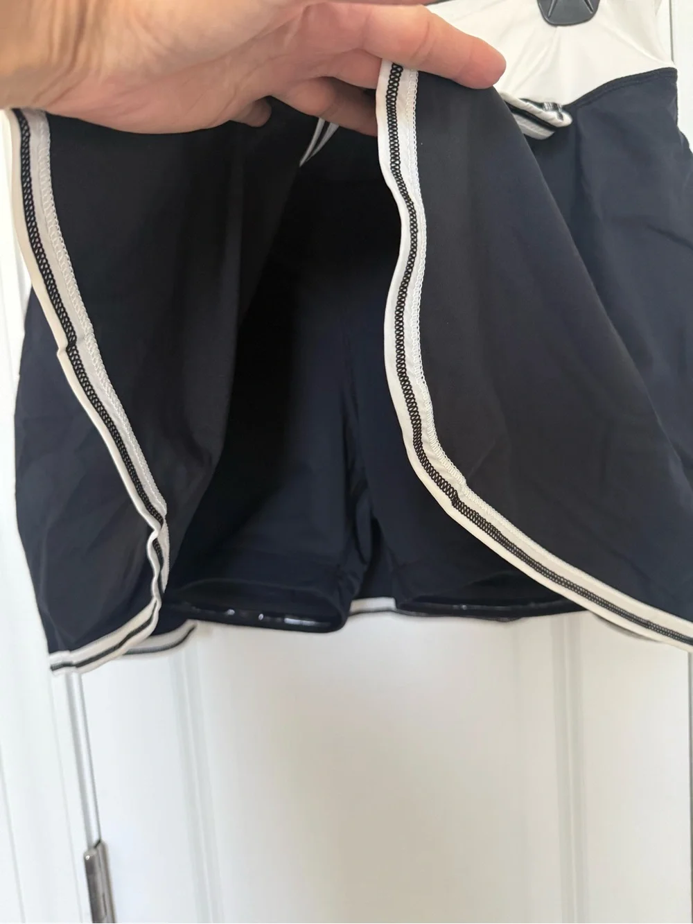 Black and White Athletic Skirt with Contrast Waistband